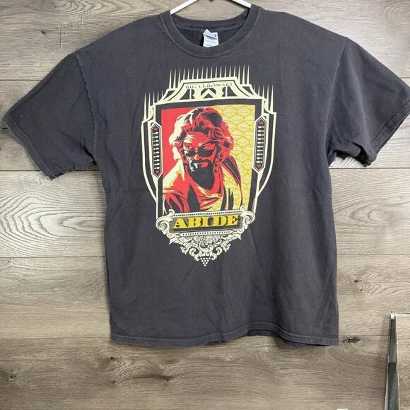 The Big Lebowski Shirt Dude Abide T Shirt Mens XL M&0 Knits Heavy Weight - Picture 2 of 7